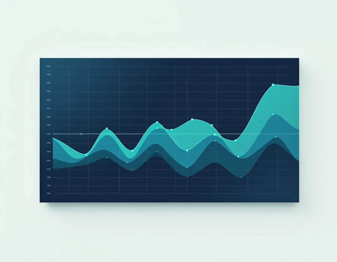 A teal forecast line projecting beyond historical data points with a soft confidence band